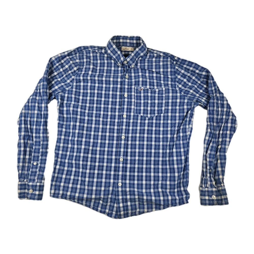 Hollister Y2K‎ Men's Size XL Blue Plaid Long Sleeve Button Up Shirt